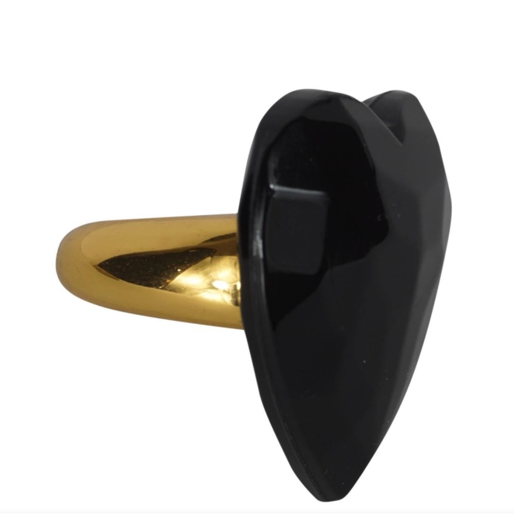 Yves Saint Laurent YSL Black Resin Heart Cocktail Ring, Size 7